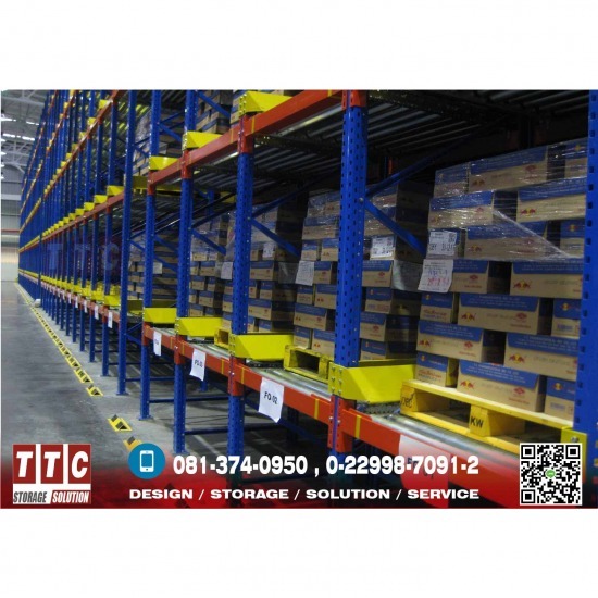 รับผลิตติดตั้งชั้นวางอุตสาหกรรม - ทีทีซี โลจิสติกส์ (ประเทศไทย) - Pallets Flow Racking System